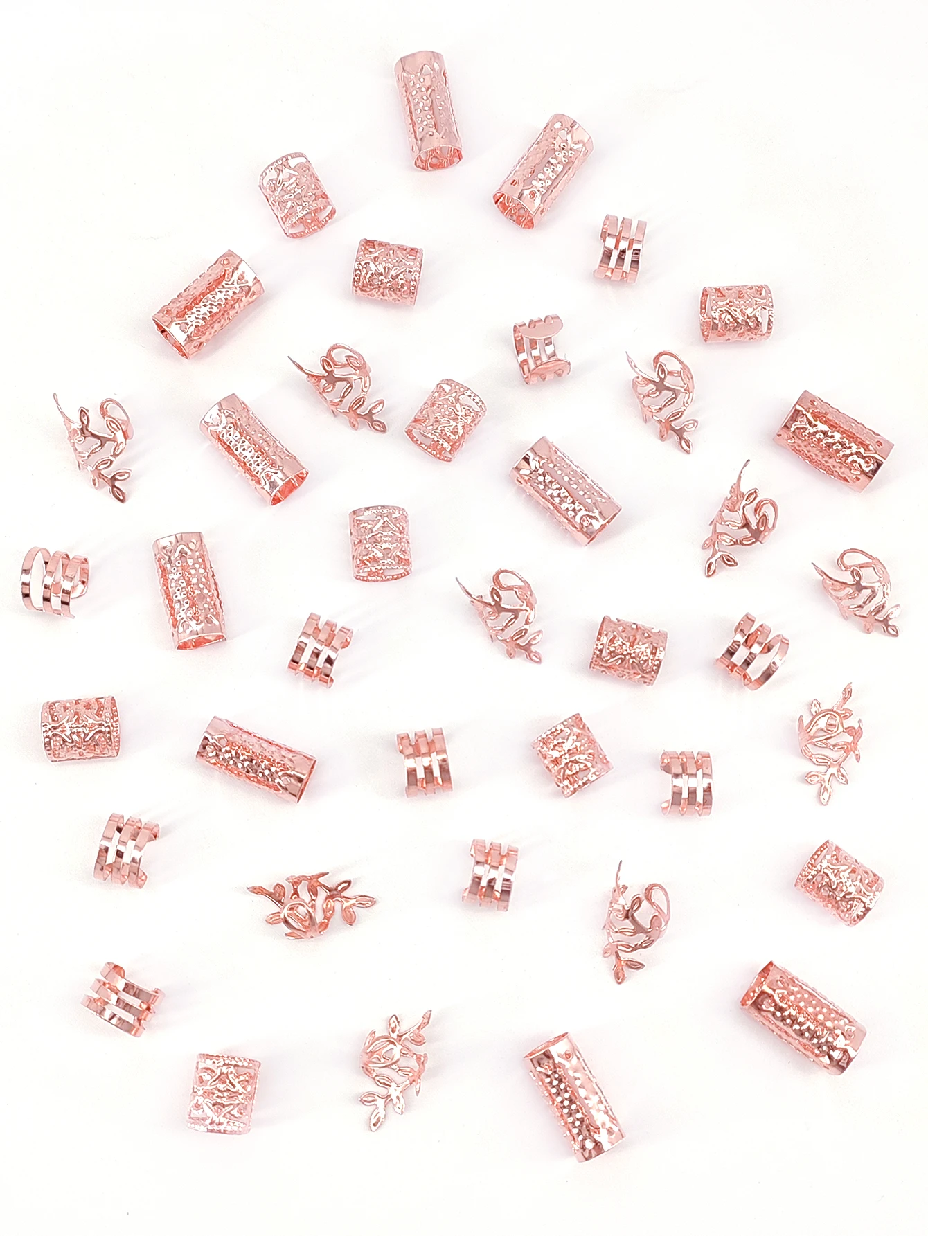 40/80 יחידות טבעות שיער מחוררות אלגנטיות לנשים ובנות אביזרי שיער לעשייה עצמית תכשיטי שיער לצמיגים