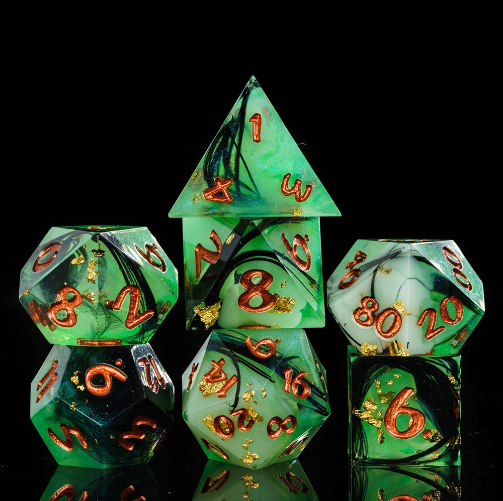 

Cusdie Galaxy Sharp Edges Dice DND 7Pcs Resin D&D Dice D4-D20 Handcrafted Polyhedral Dice Set for RPG Pathfinder Board Games