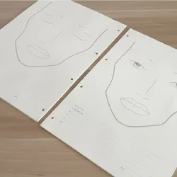A4 Makeup Face Chart Art Book, 30 Sheets for Cosmetics and Beauty Design (European Loose - leaf)