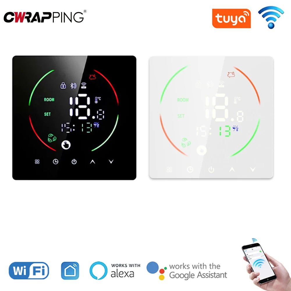 Home Smart WiFi Backlight Thermostat สําหรับทําความร้อนใต้พื้นน้ําพร้อมล็อคเด็กแบตเตอรี่เครื่องมือควบคุมอัจฉริยะแบบมีสาย 1
