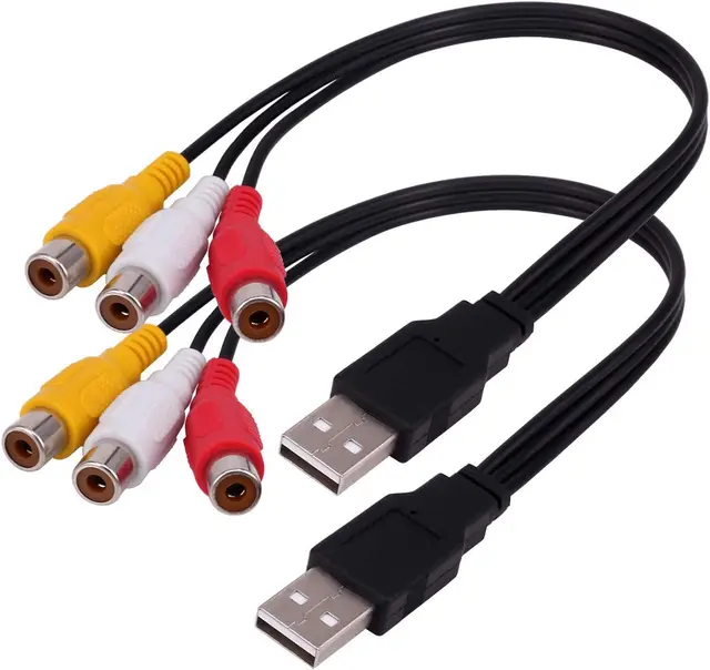 Câble USB A femelle vers 3 RCA Phono AV pour PC et TV, adaptateur  audio-vidéo, 1.5 cm, 5 pieds, 20cm, 150 m - AliExpress