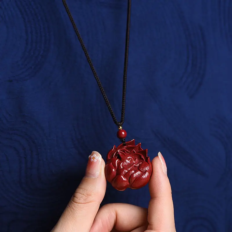 New natural vermilion nine-tailed fox pendant with peach blossom small fox key chain for men and women  reiki  spiritual