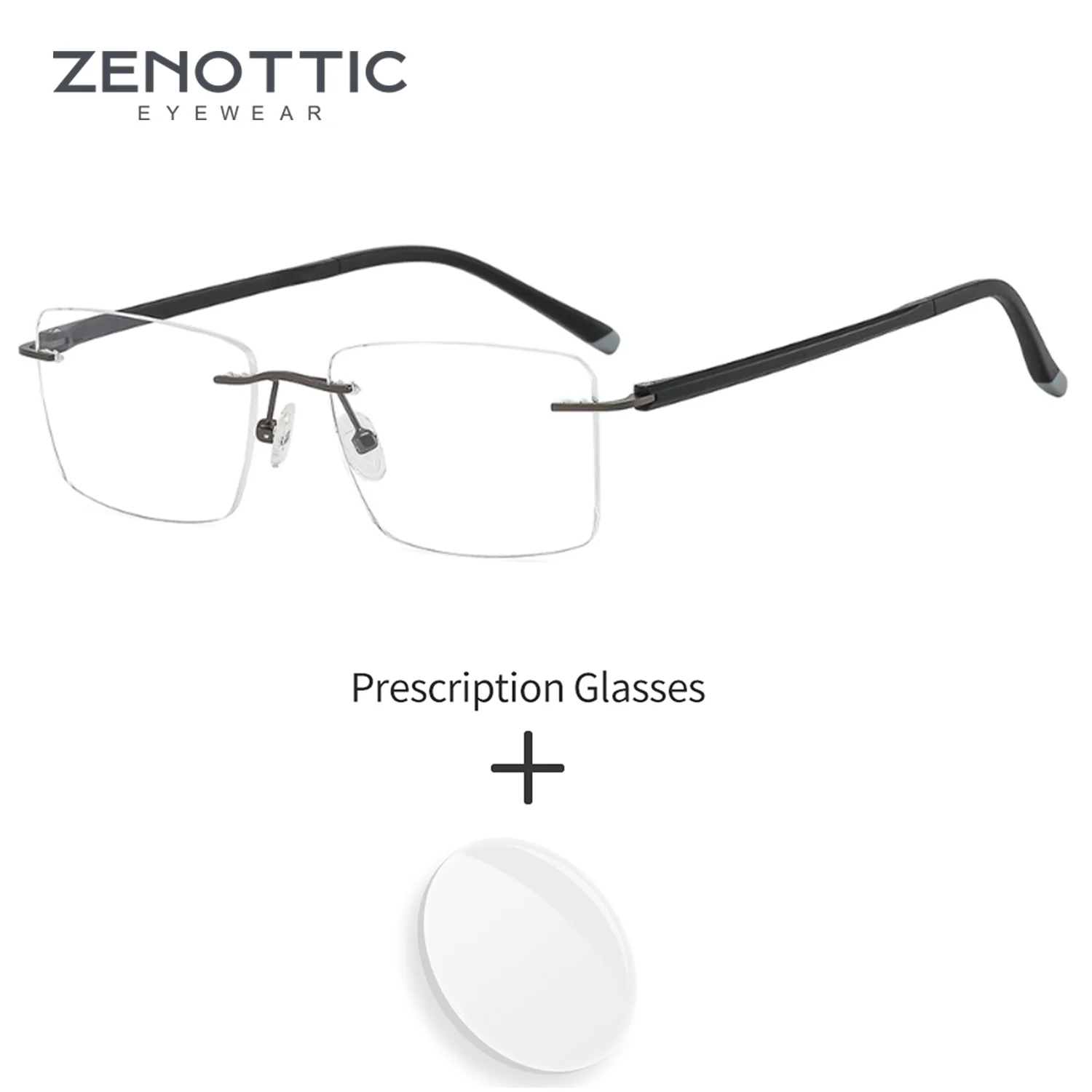 ZENOTTIC gafas graduadas rectangulares sin montura de alta calidad antiluz azul/gafas ópticas fotocromáticas para hombres