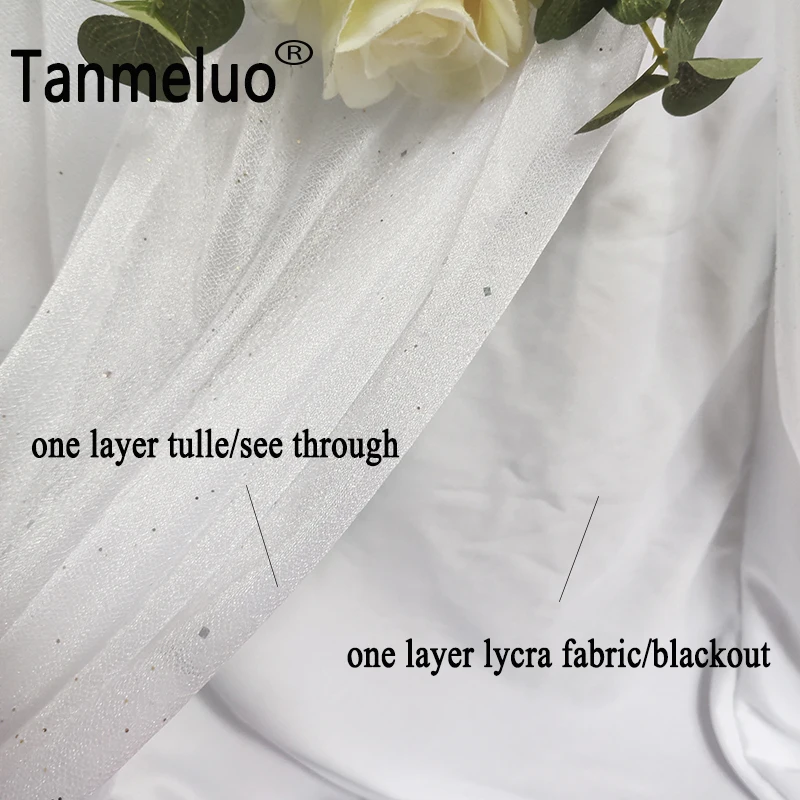 White Table Skirt Extra Long Sheer Tablecloth for Backyard Wedding Sweetheart Main Table Birthday Party Cake Decoration