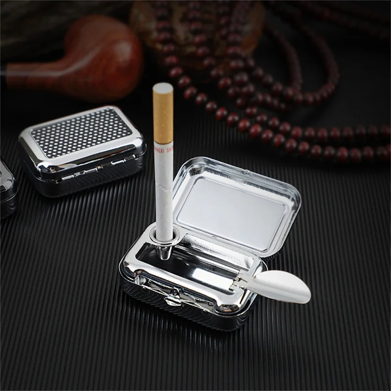Portable Ashtrays Square Metal Outdoor Creative Fashion Personality Small Ashtray Male Cigarette Accessories Home Decoration