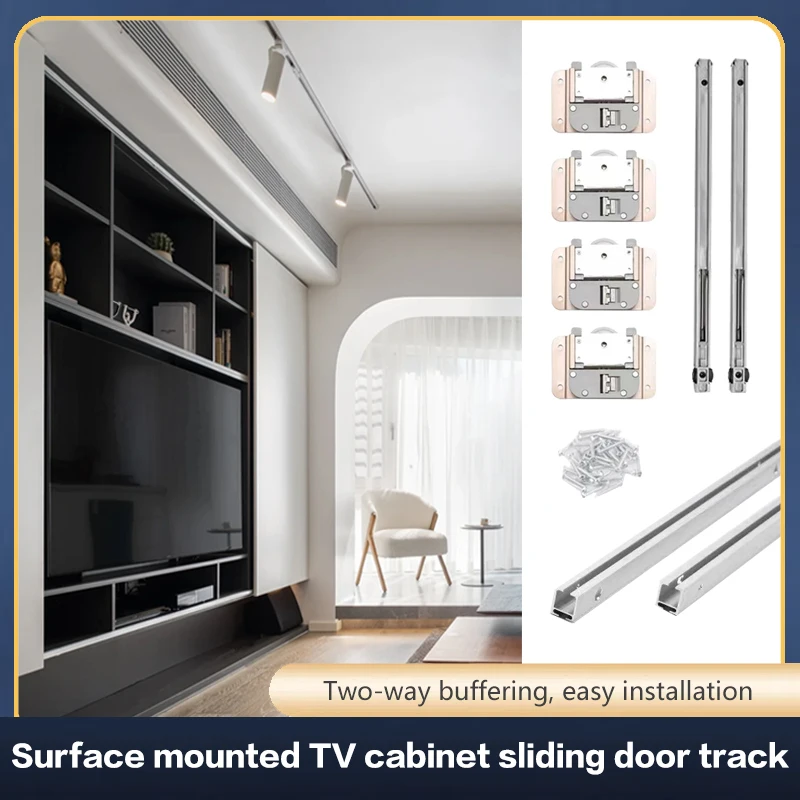 Tv Slide Rails Slot-free-TV-Cabinet-Track-Sliding-Sliding-Door-Guide-Rail-Pulley ...