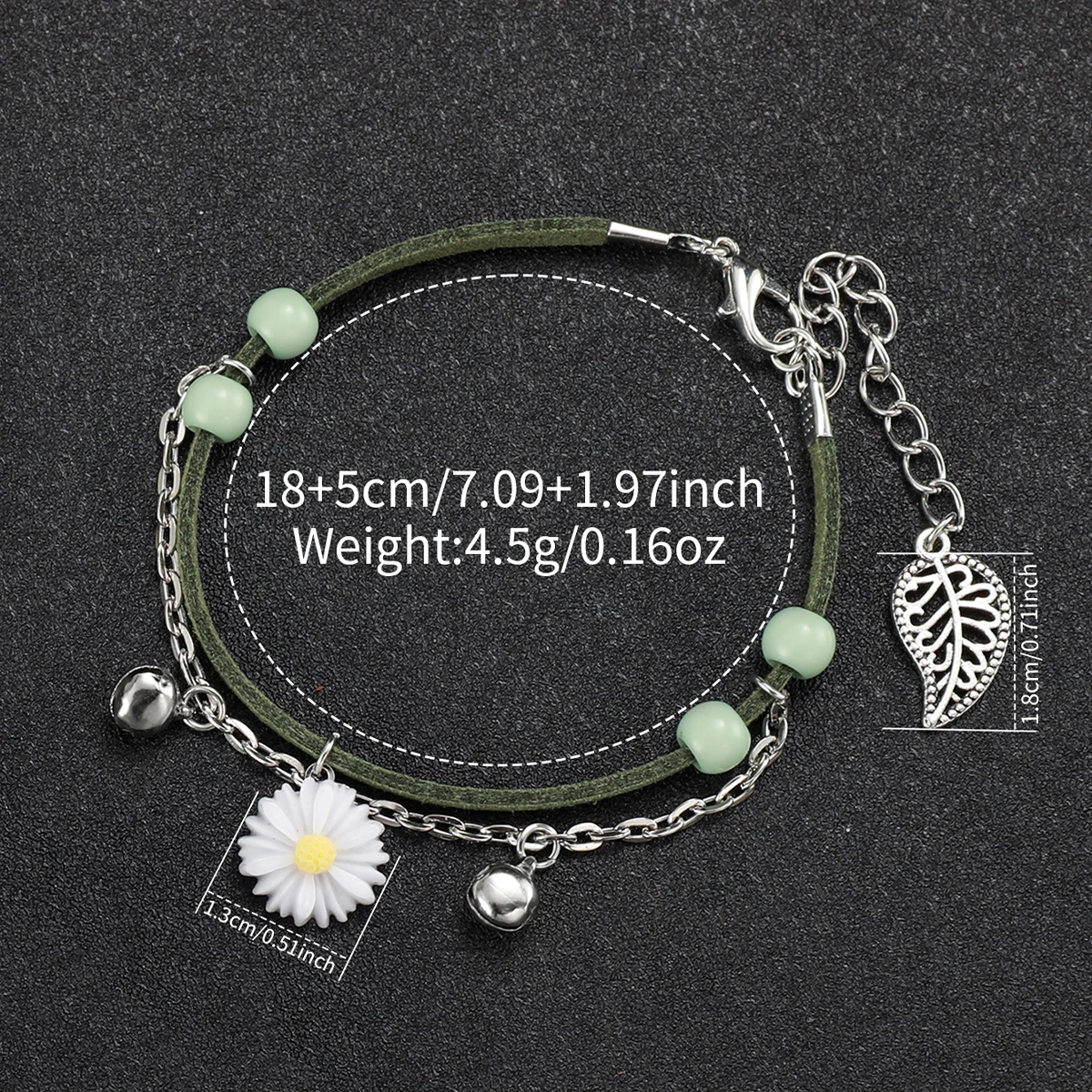 2PCS/Set Fashion Daisy Flower Women Watches Bracelet Set Casual Leather Band Quartz Watch（Without Box） 6