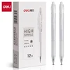 Deli 12pcs Retractable Gel Pens 0.5mm Black Ink Click Pen with Pen Clip Smooth Writing School Pens Push-button Writing Pens 1