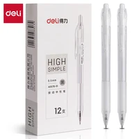 Deli 12pcs Retractable Gel Pens 0.5mm Black Ink Click Pen with Pen Clip Smooth Writing School Pens Push-button Writing Pens 1