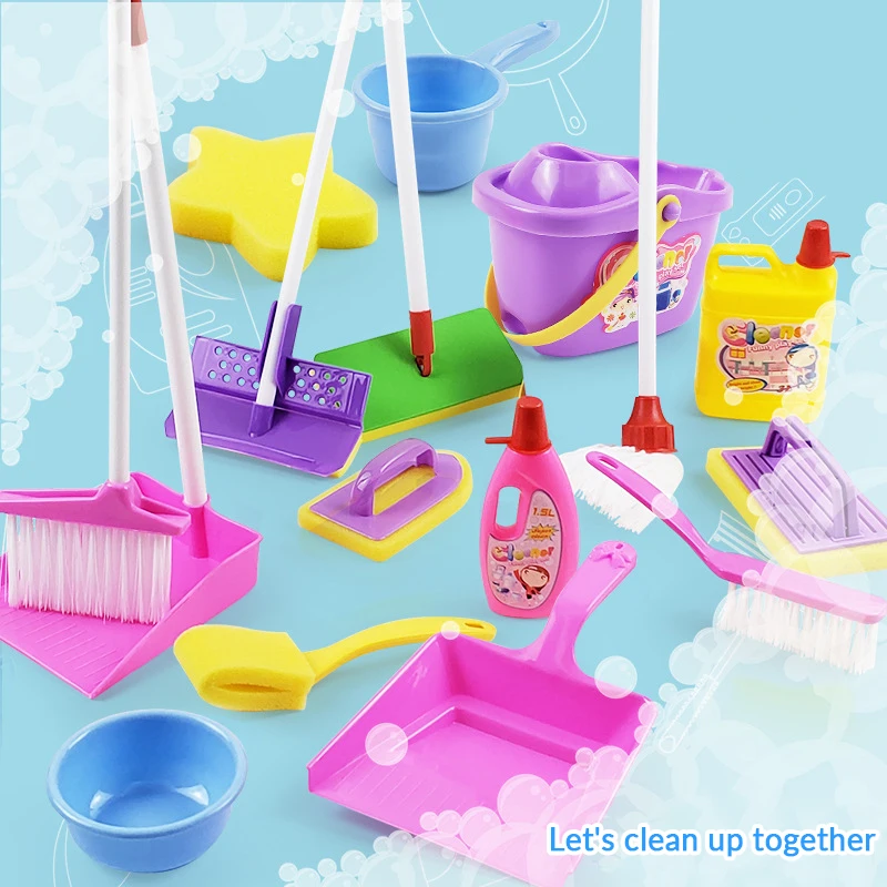 Toy Kids Cleaning Set Housekeeping Pretend Play Educational Cleaning Toys  Includes Dustpan, Broom Stand Play for Toddlers Kid - AliExpress
