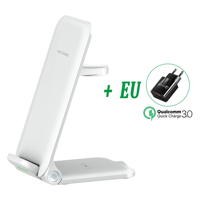 Wireless Charger 3 In 1 Qi Fast Charging Holder Stand For iPhone 13 12 11 Pro iWatch Airpods pro 8 Samsung S21 S20 Xiaomi LG