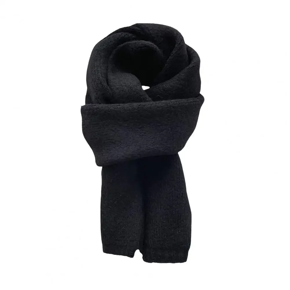 Knitting Scarf Solid Color Thickened Warm Women Scarf Cold Weather Thermal Neck Wrap Casual Outfit Scarf 5