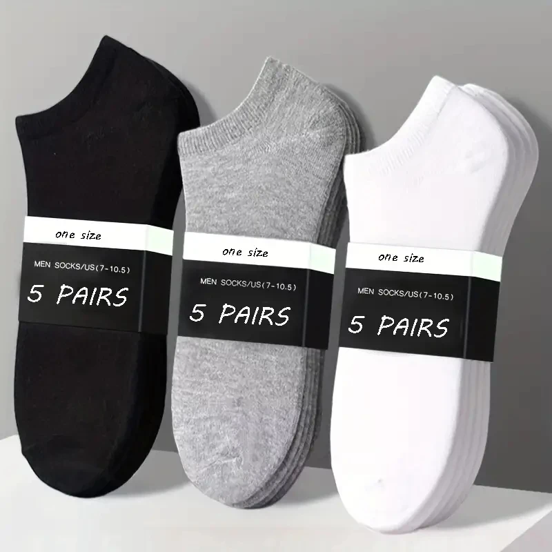 

5 Pair High-quality Men's Business Boat Socks Absorb Sweat Breathable Versatile Summer Autumn High End Men Invisible Ankle Socks
