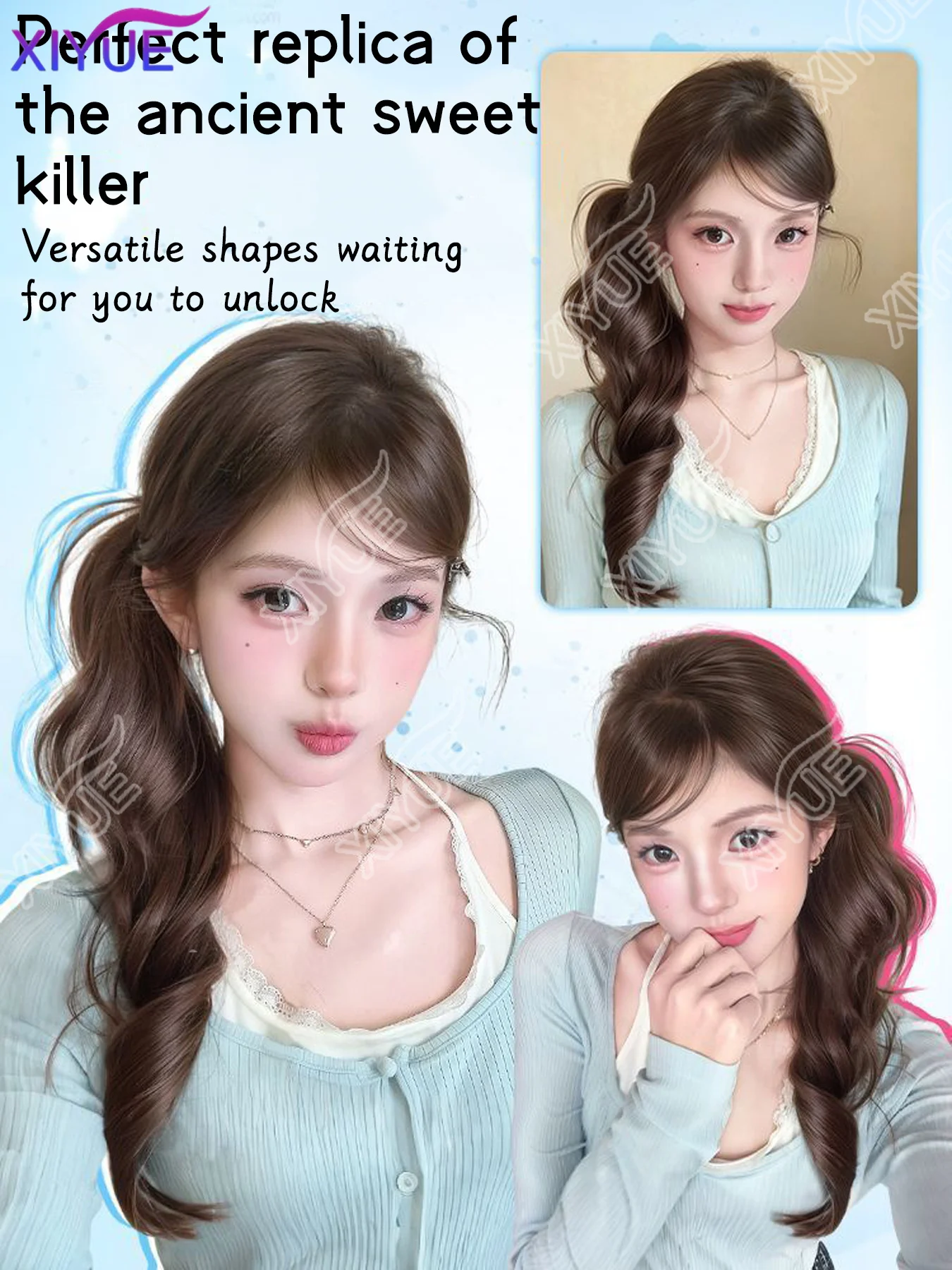 XY Ponytail Extension Synthetic Claw Clip in Hairpiece Curly Wavy Ponytail Hair Extensions Long Pony Tail Hairpiece for Women