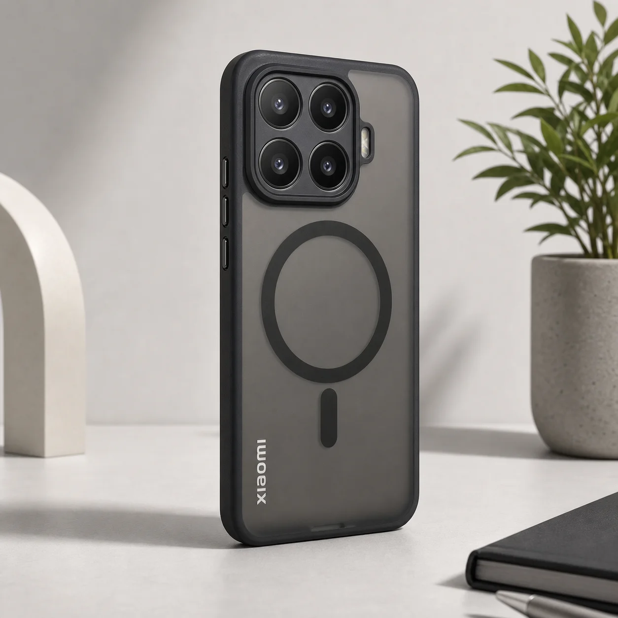 Enhanced Black Matte Translucent Case with MagSafe for Magnetic Wireless Charging