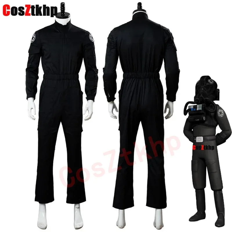 Star Cosplay Wars Imperial Tie Fighter Pilot Costume Cosplay Adulto Nero Flightsuit Uniforme Tuta Costume Di Carnevale Di Halloween