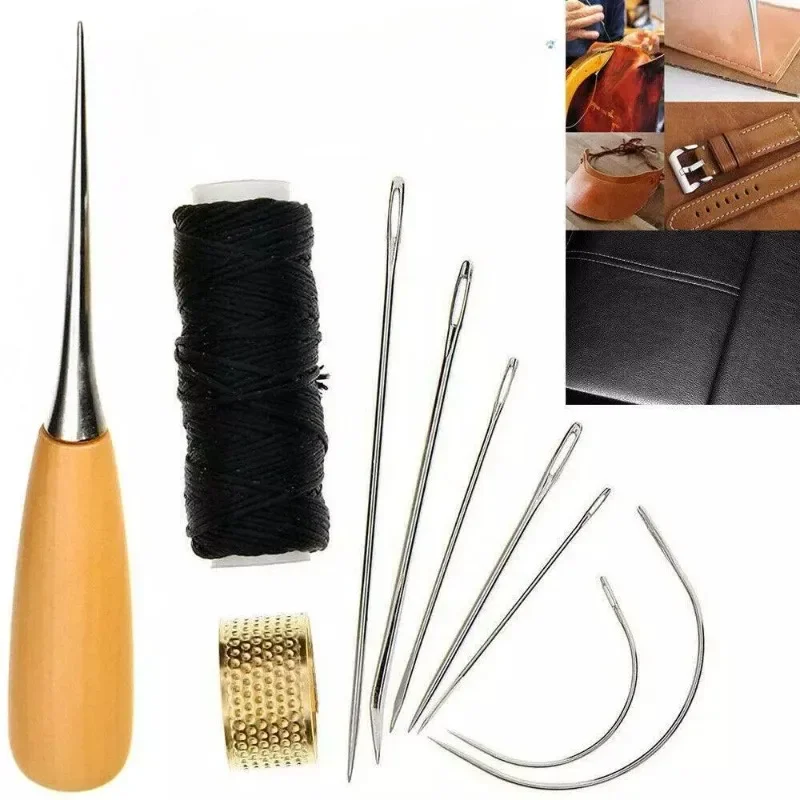Leather Sewing Needles Set Seams Needle Thread Thimble Shoes Repair Tools DIY Leathcraft Crafts for Beginner