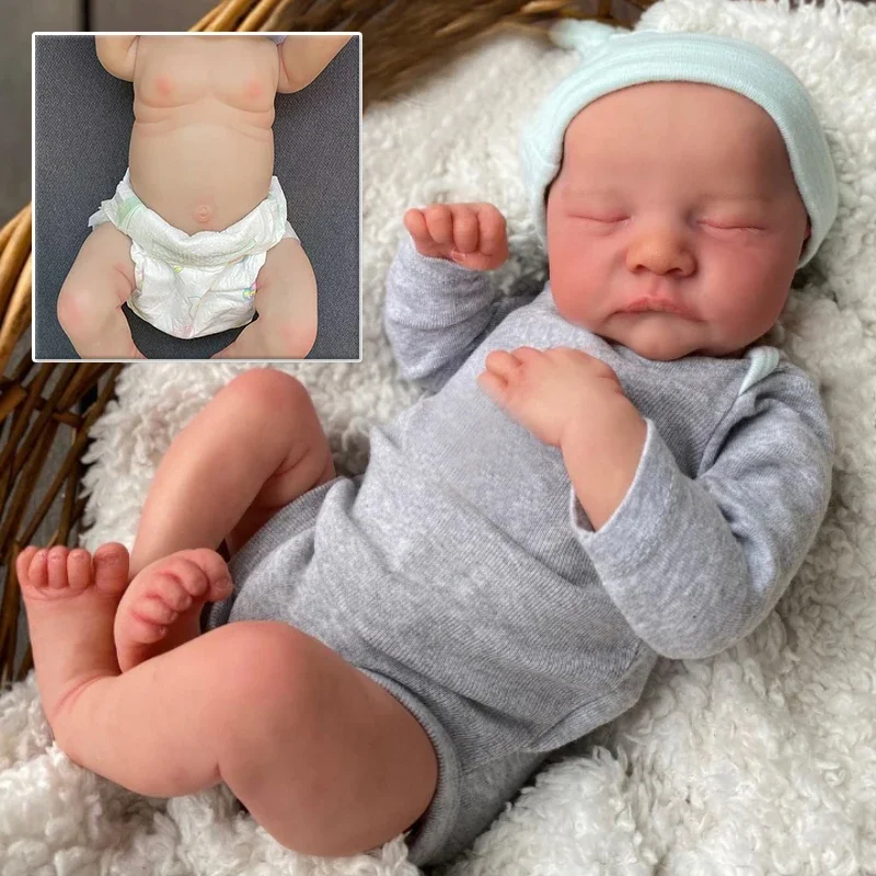 Anano Bebé Reborn Niño De Silicona Cuerpo Completo Suave 48cm Muñecas Reborn Originales Tamaño Natural con Detalles Auténticos Bebés Juguete Educativo para Niños