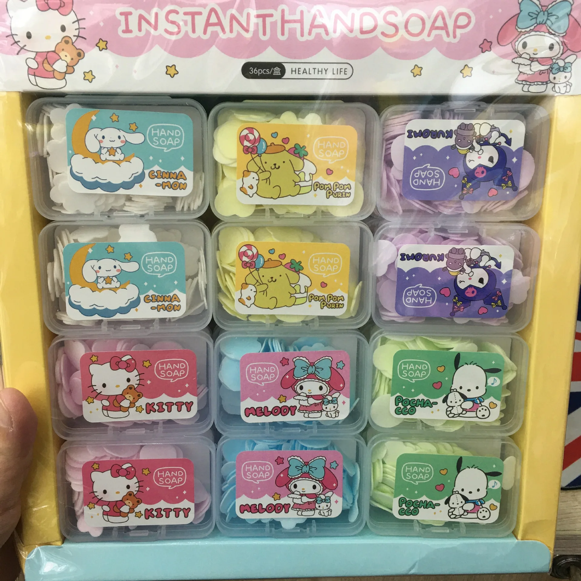 

36 шт. Sanrio одноразовые таблетки для мыла для рук Kawaioi Hello Kitty My Melody Cinnamoroll мультяшная комната отдыха товары для уборки рук