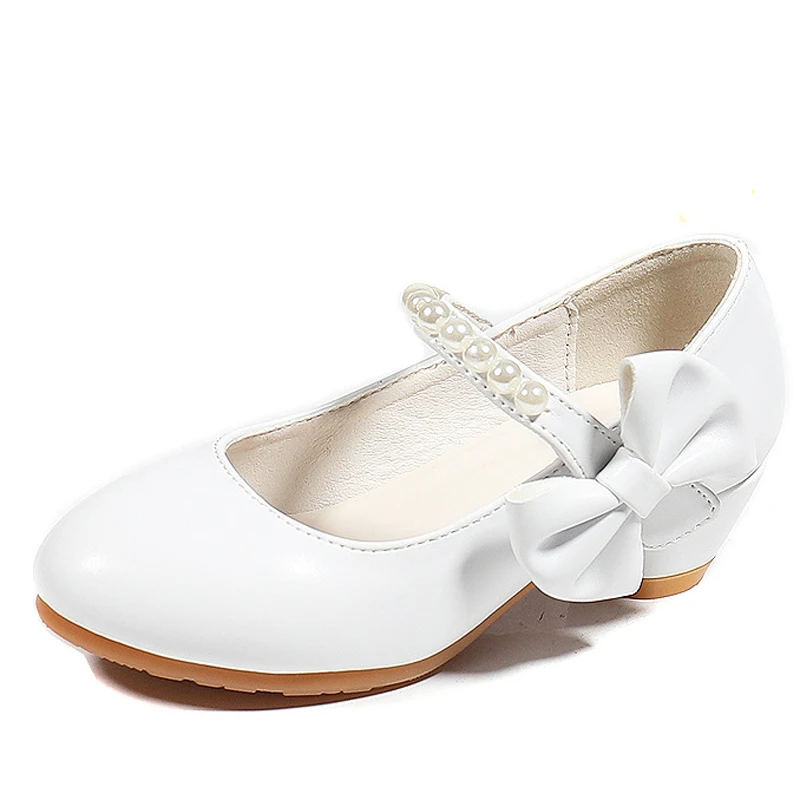 Girls Shoes High Heels Butterfly Knot Holy Communion White Shoes for