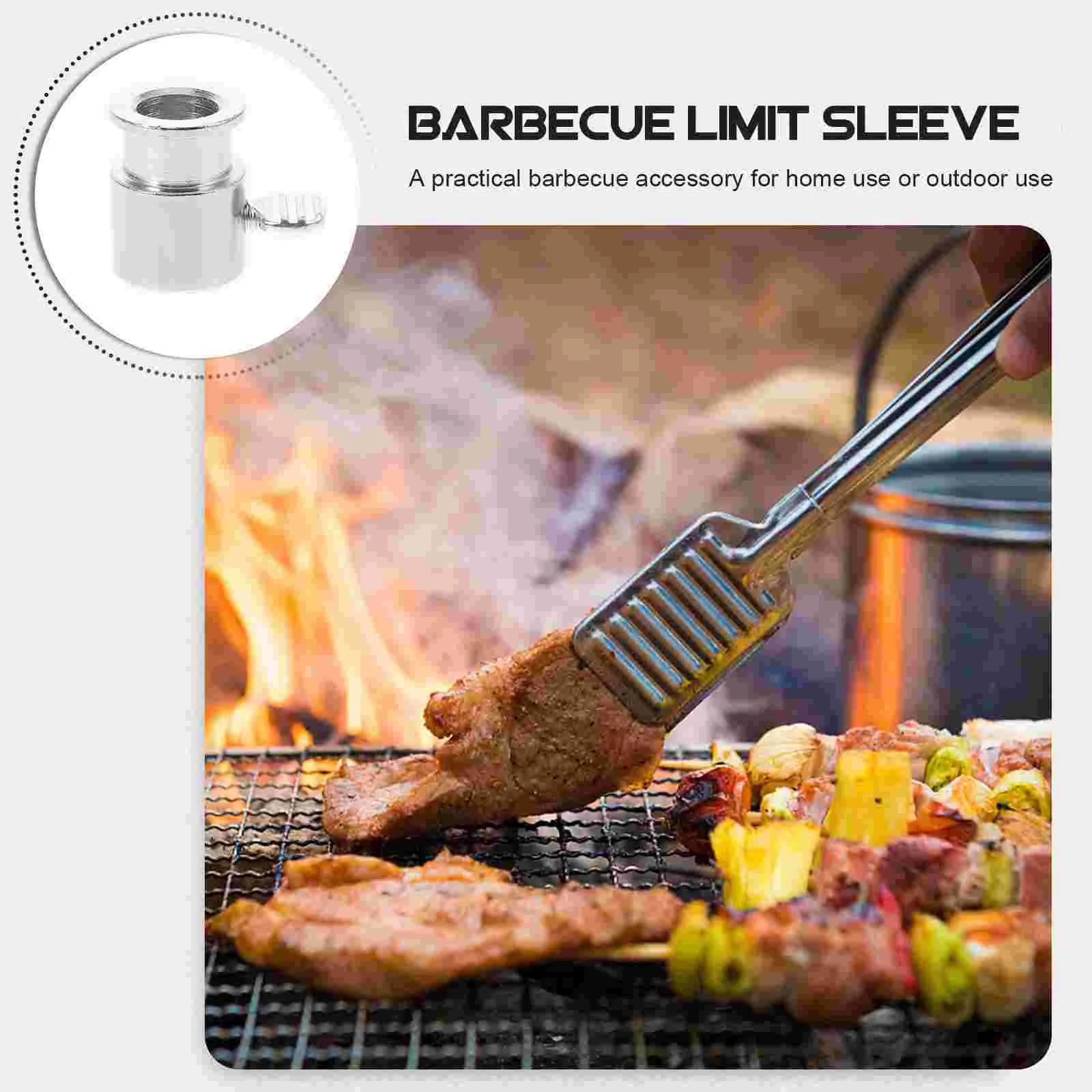 4 Pcs BBQ Tool Grill Supply Barbecue Sleeves Roasting Rack Stop Collar Outdoor Chicken