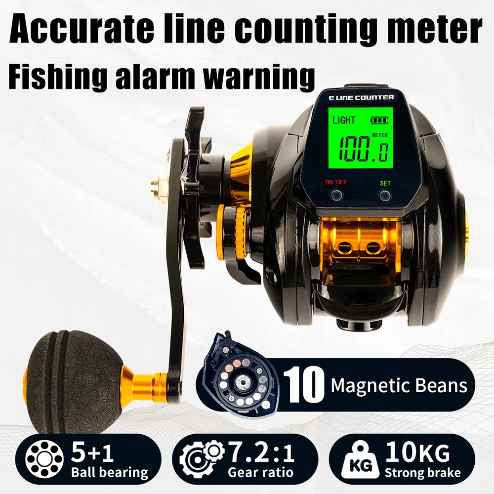 Rechargeable Digital Fishing Baitcasting Reel w/ Accurate