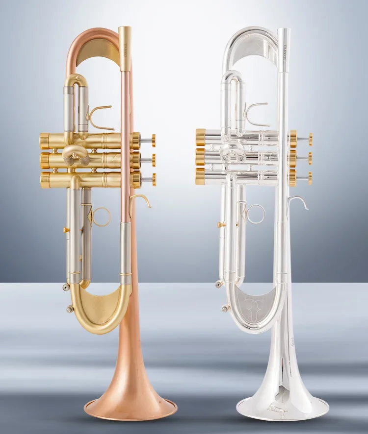Bb Trumpet High Quality Gold Lacquer Silver Plated Trumpet Brass Musical Instruments Composite Type