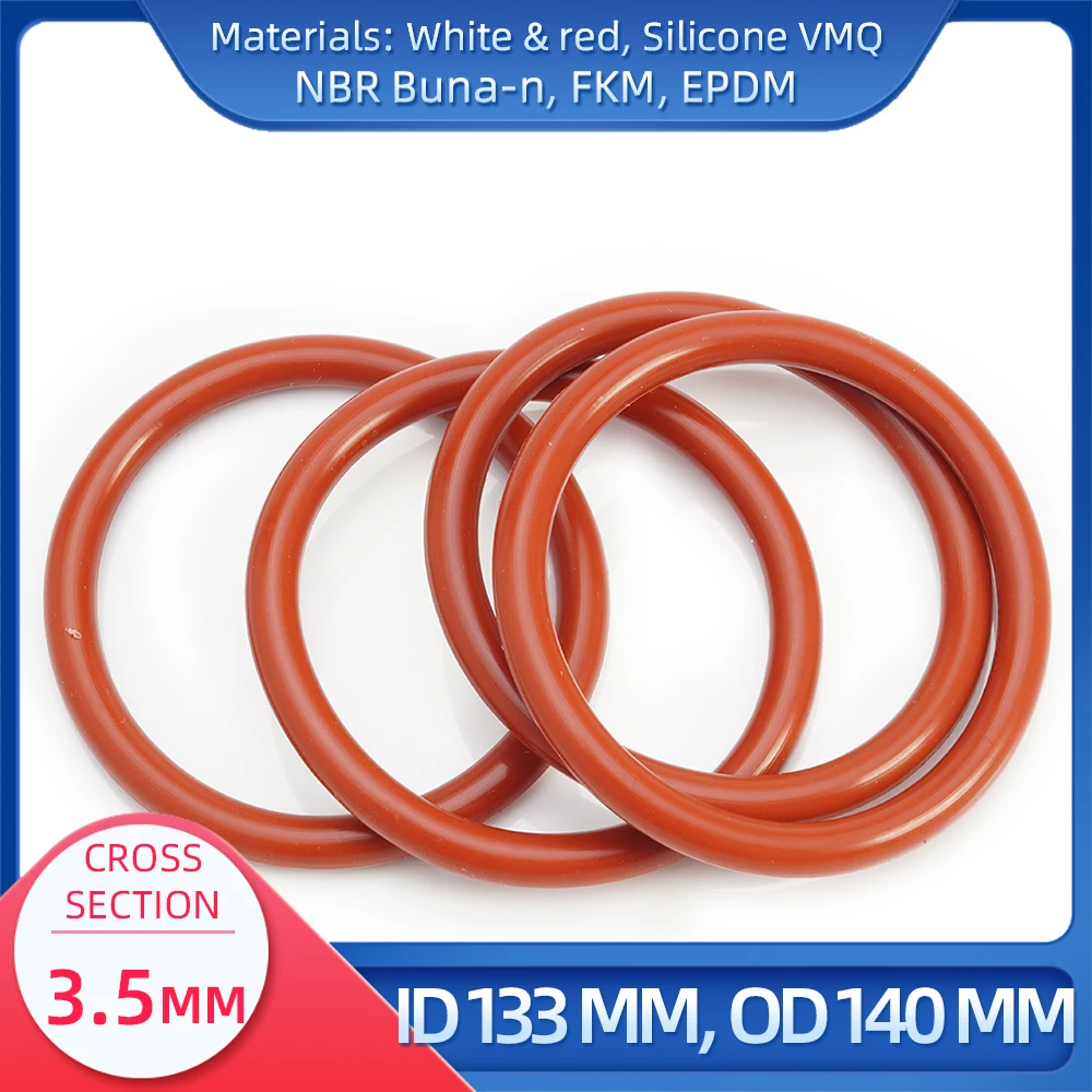 

O Ring CS 3.5 mm ID 133 mm OD 140 mm Material With Silicone VMQ NBR FKM EPDM ORing Seal Gaske