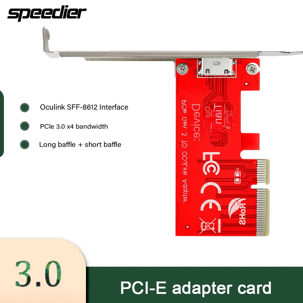 Pci-e 3.0 Express 4.0 x4 para Oculink Externo Sff8612 Sff9611 Adaptador de Anfitrião para Pcie Ssd com Suporte