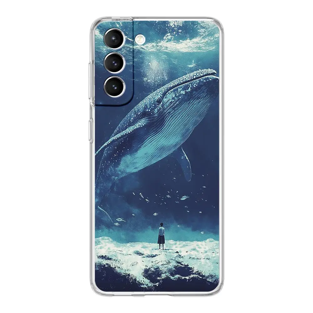 Ocean Whale Shark Swim Design Soft Clear Phone Case