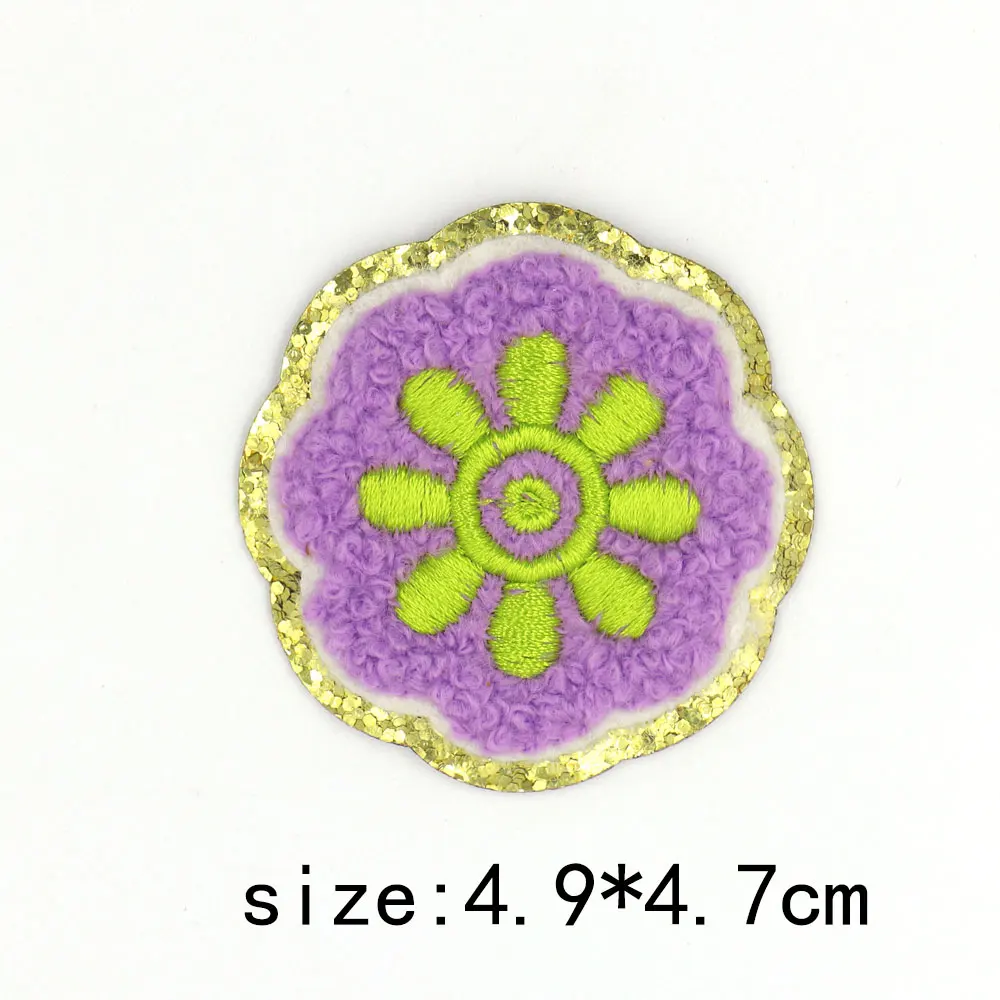 1pc goldene Kante runde Chenille Handtuch bestickt Eisen auf Patches für Kleidung Hut Kleidungs stück Applikation Dekor Aufkleber Handwerk Abzeichen – Detail 7