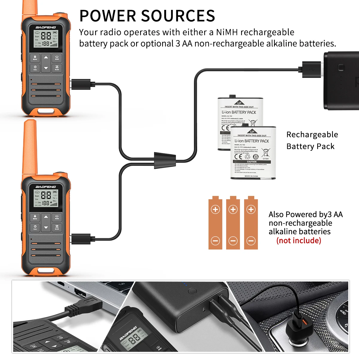 2 Stück Baofeng F22/T22 Mini Walkie-Talkie PMR Langstrecken-Akku-Funkgerät mit Typ-C-Ladegerät für Campingreisen – Detail 5