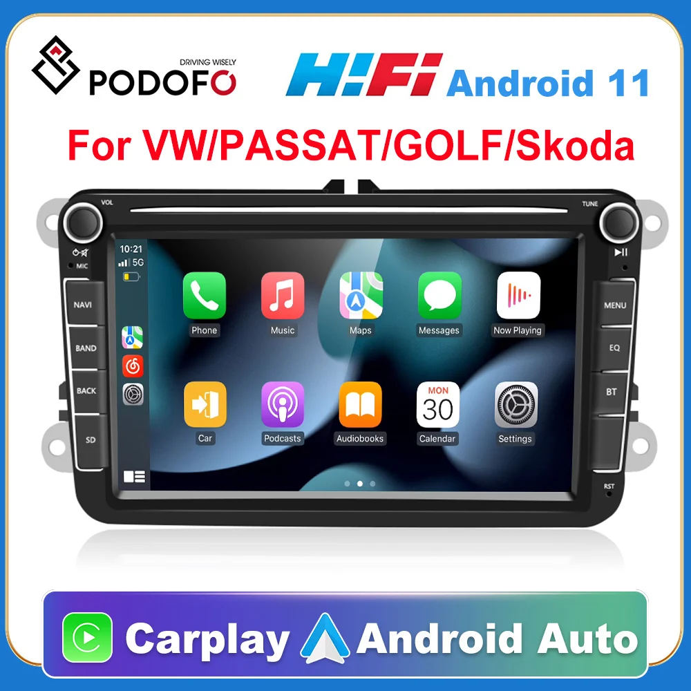

Podofo 2 Din Android 10 8 + 128 GPS Автомобильный мультимедийный плеер Авто радио для VW/Volkswagen/Golf/Polo/Passat/b7/b6/leon/Skoda