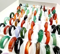20/50/100Pcs Wholesale Agate Stone 6mm Wide Man Women Fashion Jewelry Rings 2