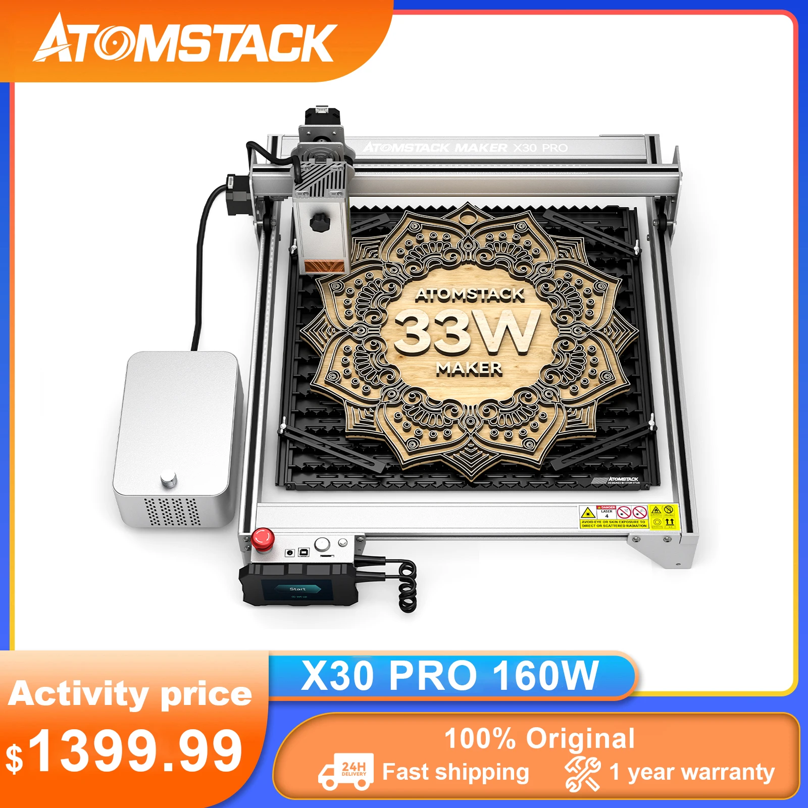 ATOMSTACK X30 Pro 160W Laser Engraver Cutting Machine 33W Output CNC Metal Engraving Dual Air Assist APP Control Support Offline