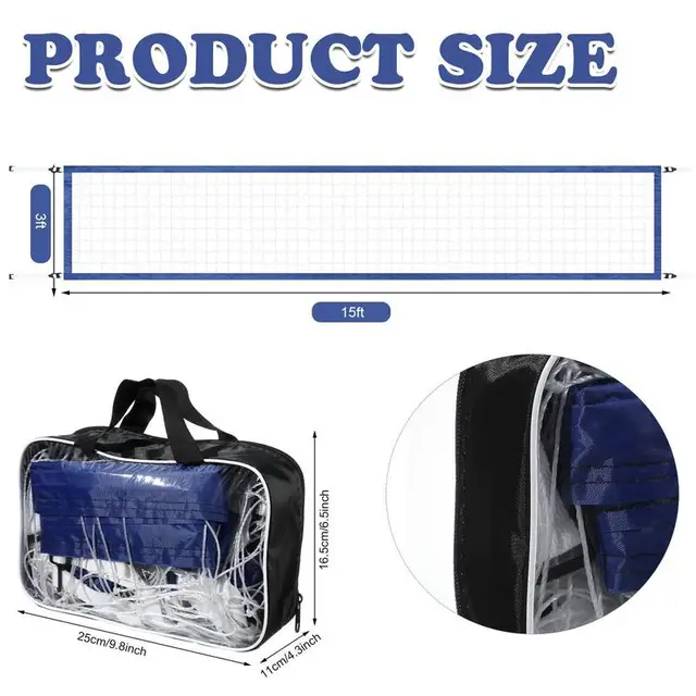 Water Volleyball Net Portable 15 X 3FT Tennis Net Replacement Swimming Pool Supplies Heavy Duty Sports Accessories For Backyard 5