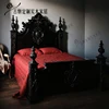 Neoclassical black retro bed/French light luxury solid wood double bed/Chinese carved bed/master bedroom wedding bed/custom 2 Neoclassical black retro bed/French light luxury solid wood double bed/Chinese carved bed/master bedroom wedding bed/custom 2