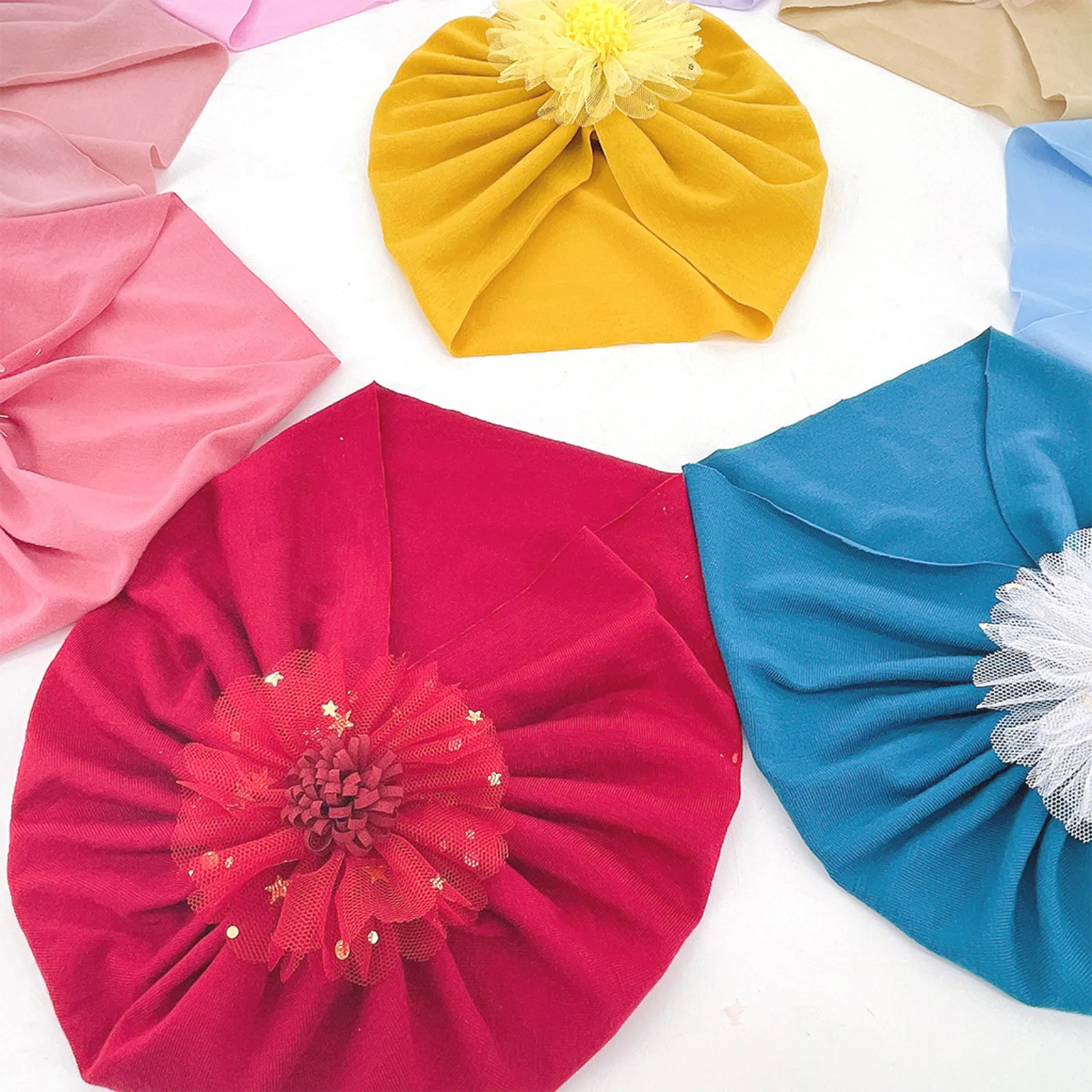 Baby Girl Hat Toddler Infant Kids Boys Girls Stretch Soild Flower Breathable Hat Caps Headwear Summer Hats for Baby Boys