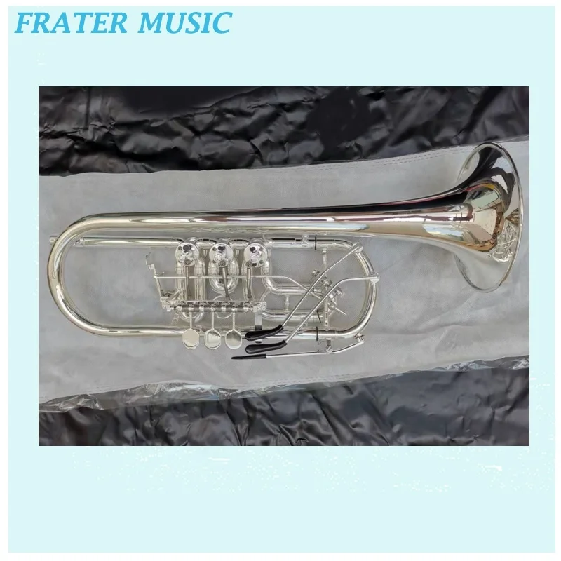 Professional Silver Plated C Key Rotary Trumpet (ETR-101)