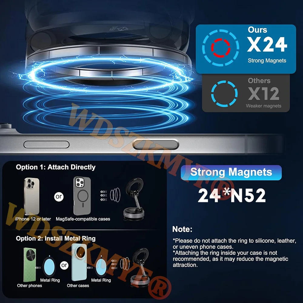 Vacuum/Drip Gel Magnet Phone Bracket Multi-angles Adjustment Strong Magnetic Suck Foldable Car Holder For Navigation Stand