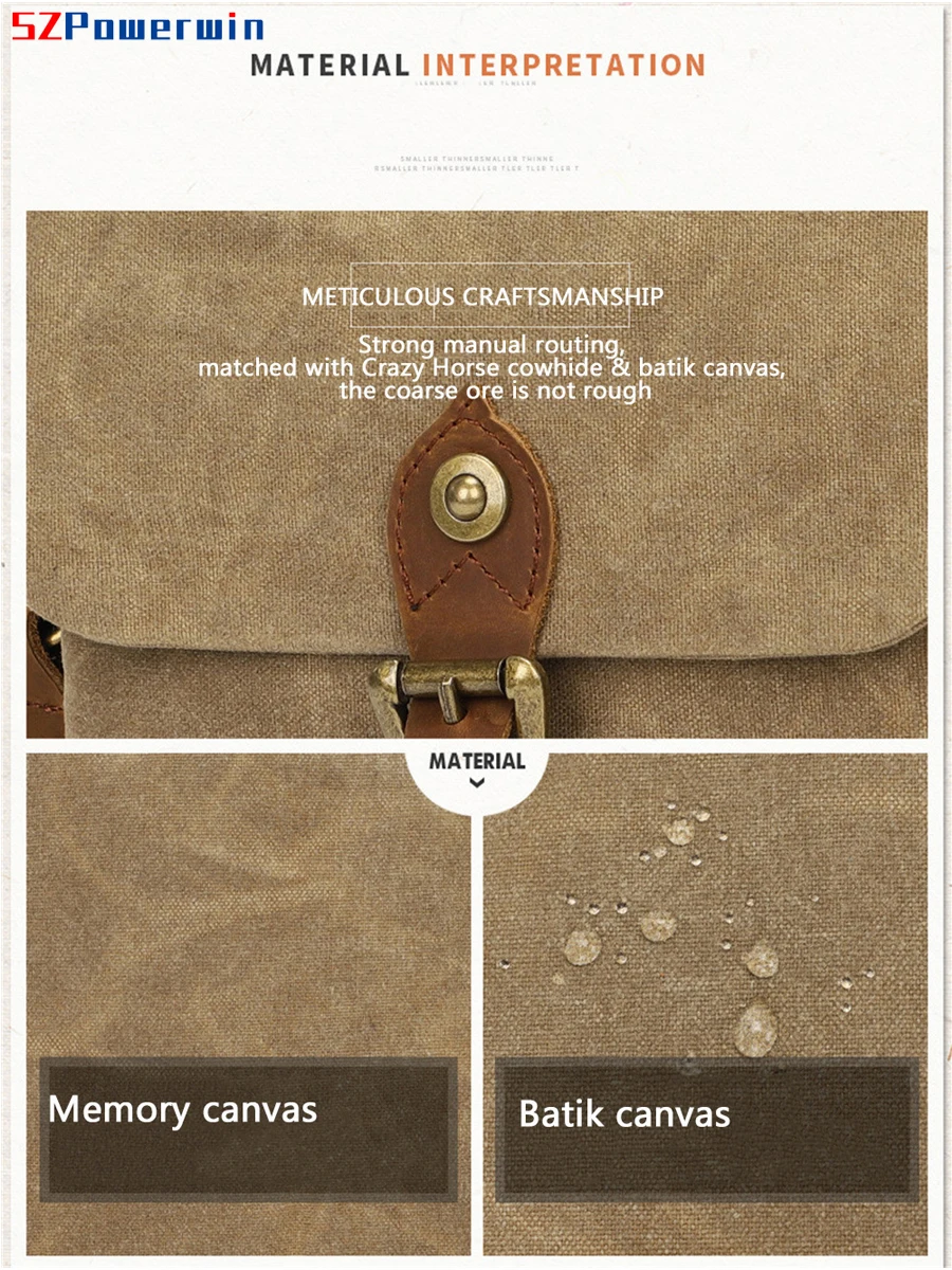 SYF&DJN Borsa Fotocamera Retro In Vera Pelle - Zainetto Impermeabile Per DSLR Sony Nikon Canon - Foto 13