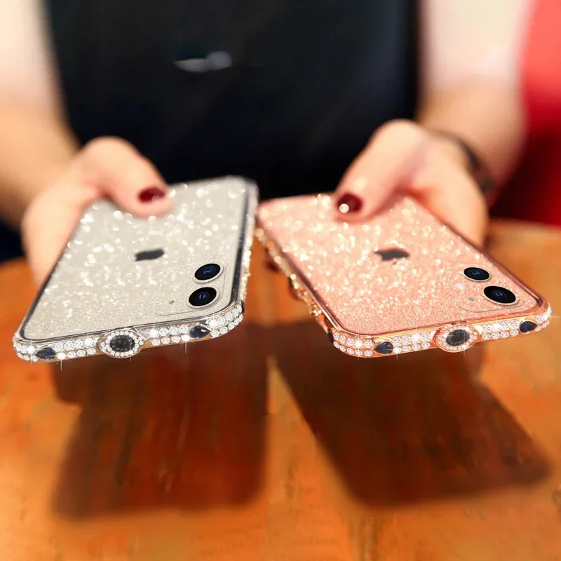

Rhinestone Crystal Diamond Metal Bumper Phone Case For iPhone 14 Plus 13 12 11 Pro XS Max XR X Bling Glitter Back Film Cover