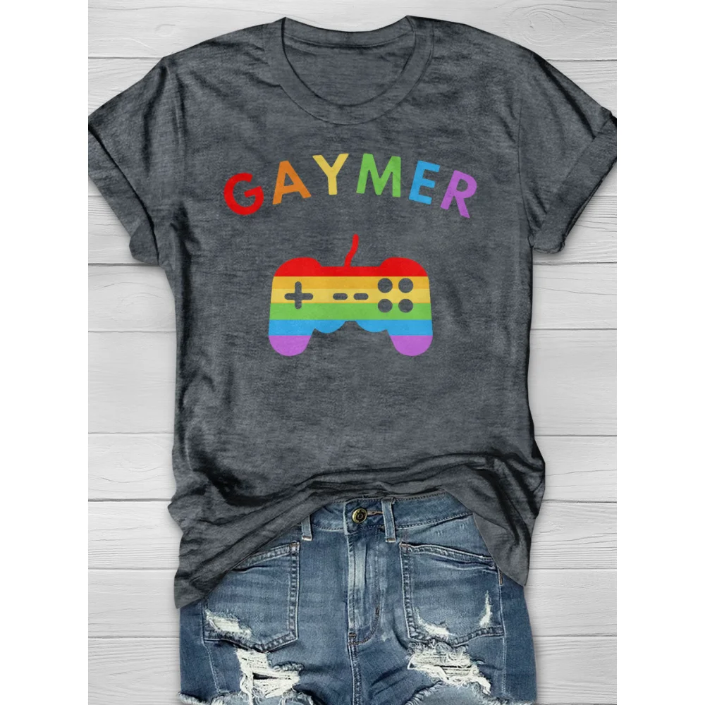 

Rheaclots Women's Gaymer LGBT Conversation Starter Essential Print O-Neck Short Sleeve T-Shirt