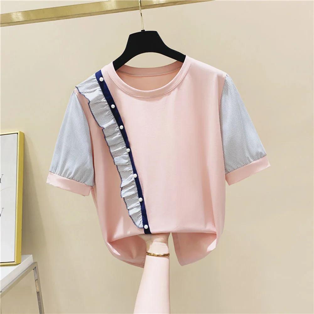 Camisetas sencillas de manga corta con cuello redondo para Mujer, Ropa de oficina para Mujer, 2022