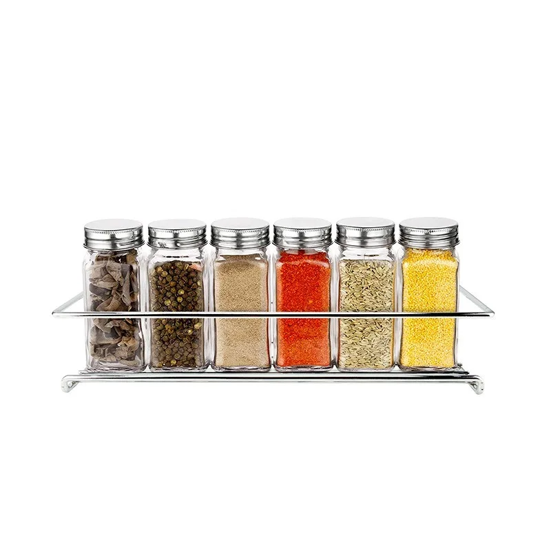 

Stainless Steel Spice Rack Wall-mounted Cabinet Self-adhesive Storage Single Tie Hanging Spice Jar Bottle Organizer