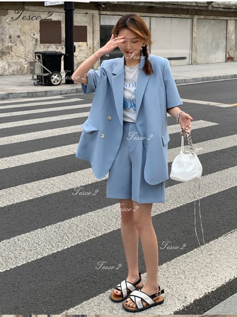 New Pattern Women Suits Casual Shorts Suit Two-Piece Set Suit For Women Baggy Shorts+Jacket  For Summer Casual Suit