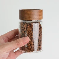Coffee Beans Storage Container Glass Tube With Wood Tool Bottled Tubes Grain Storage Wooden Sealed Canisters Barista Tool Gift 2
