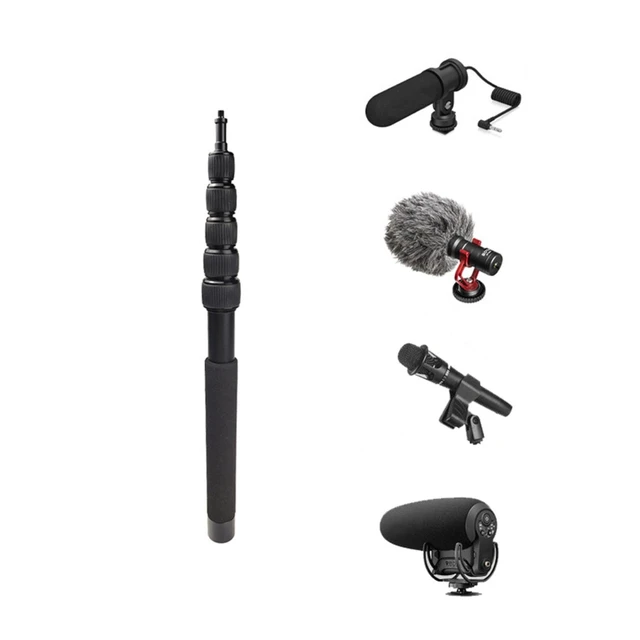 Perche de Microphone Portable, bras de Microphone à 6 sections, tige  télescopique, perche portative professionnelle