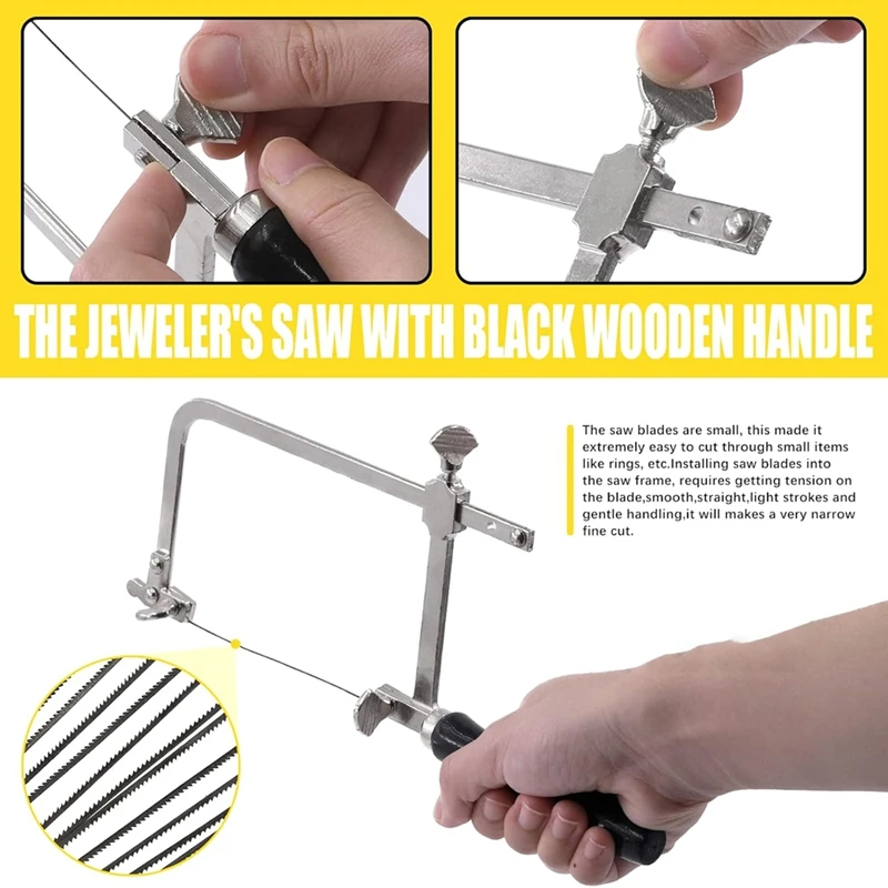 ABKP-3 In 1 Jeweler Saw Kit Includes V-Slot Bench Pin Clamp, Adjustable Saw Frame And Piercing Handle Blade Jewelry Tools