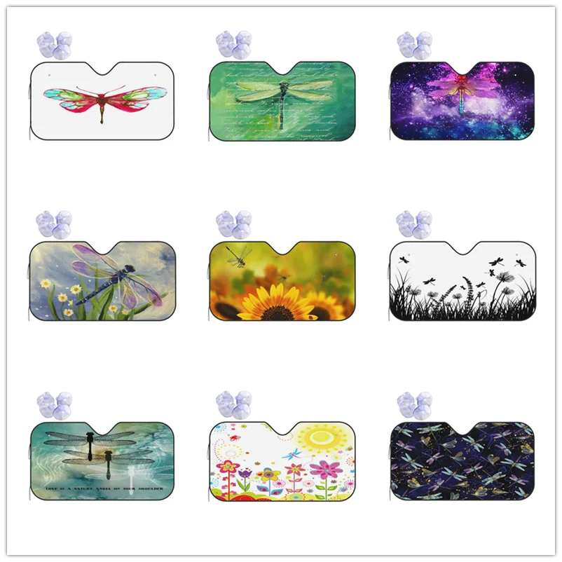 

Universal Car Windshield Sunshade,Abstract Watercolor Dragonfly Print Sun Shield Protector Foldable Sun Visor Covers